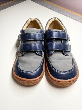 LIVIE & LUCA BOY'S SAGAN NAVY & GREEN LEATHER SNEAKER SHOE Size 12